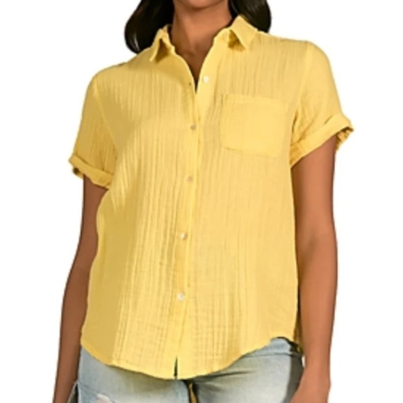 NWT ELAN Double Gaze Button Front Pocket Short Sleeve Top Size Large - Picture 1 of 2